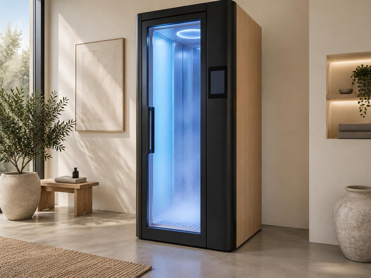 Cabina de crioterapia en una estancia wellness de casa